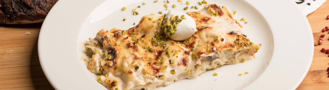 Lasagna pistacchio e Burrata