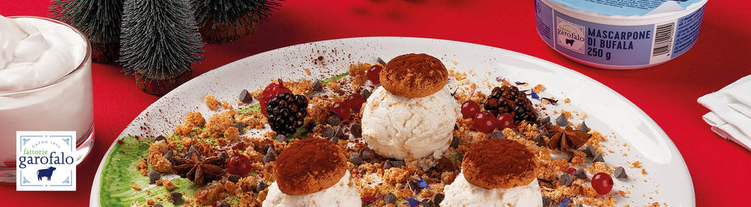 Dolce al Mascarpone di Bufala, marron glacé e amaretti