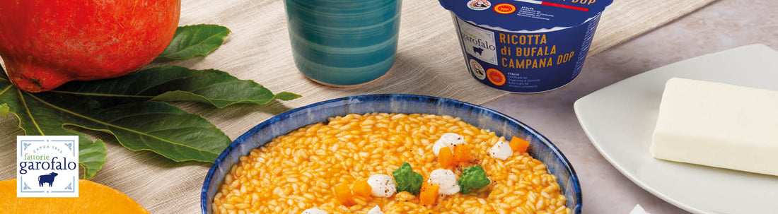 Risotto alla zucca con crema di Ricotta di Bufala Campana DOP e Burro di Bufala
